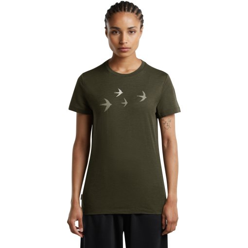 Productfoto van Icebreaker Merino 150 Tech Lite T-shirt Bird Transit voor dames - Dk Loden