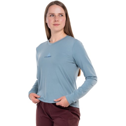 Immagine prodotto da CUBE Maglia a Maniche Lunghe Donna - MTB Soft Touch Round Neck - blu