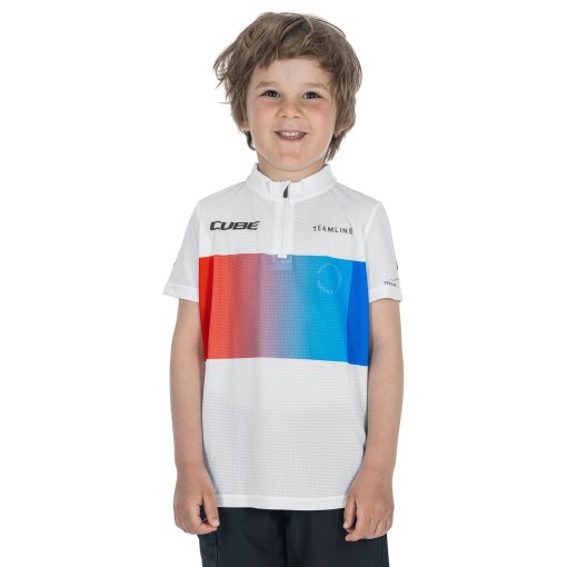 Produktbild von CUBE ROOKIE Teamline Kurzarmtrikot Kinder - white´n´blue´n´red