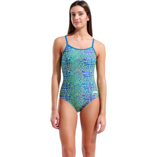 Imagen de arena Traje de Baño Mujer - Performance Snakeskin Lightdrop Back - Blue Cosmo Multi-Blue Cosmo