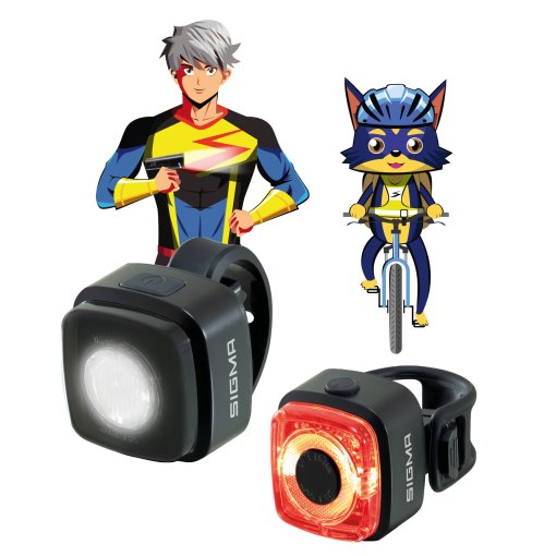 Immagine prodotto da SIGMA AURA MICRO Set - Luce Anteriore + Luce Posteriore - RIDE SAFE TO SCHOOL