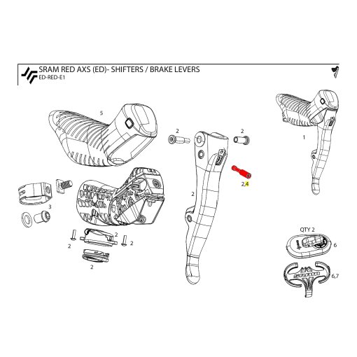Produktbild von SRAM Pushrod Kit für Red (E1) Schalt-/Bremshebel - 2 Stück - 11.7018.090.000