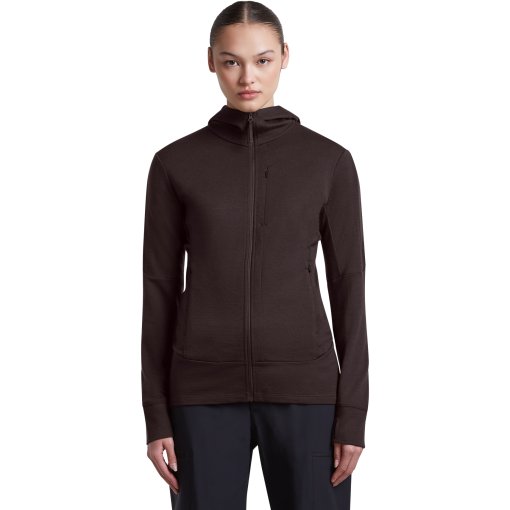 Productfoto van Icebreaker Merino 260 Quantum Hoodie met lange mouwen en rits voor dames - Bittersweet