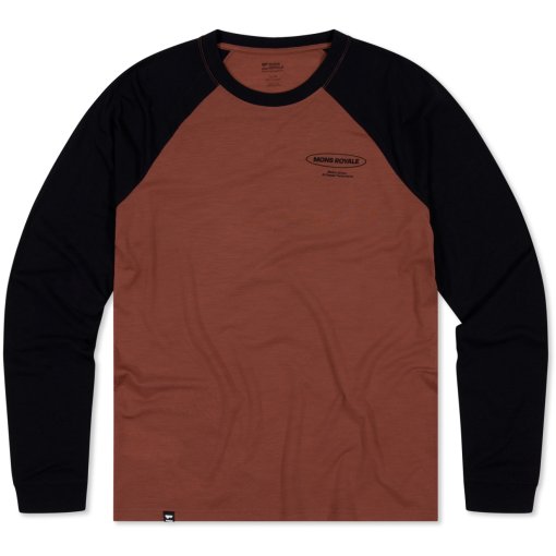 Foto de Mons Royale Camiseta de Manga Larga Hombre - Icon Merino Raglan - cinnamon / black