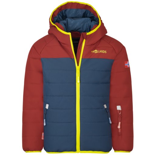 Foto de Trollkids Chaqueta Esquí Niño - Hafjell PRO - Carmin Red/Mystic Blue/Glow Green