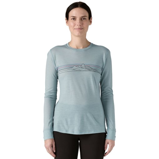 Photo produit de Patagonia T-Shirt Manches Longues Femme - Capilene Cool Merino Graphic - Strata Stripe: Thermal Blue