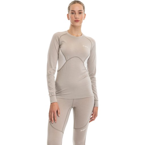 Foto de Bergans Camiseta de Manga Larga Mujer - Inner:Pure Merino - sandstone/vanilla white