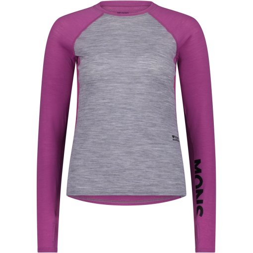 Foto de Mons Royale Bella Merino Camiseta de manga larga para mujeres - purple bolt / grey heather