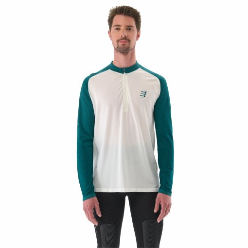 Photo produit de Compressport T-Shirt Manches Longues Homme - Trail Half-Zip - sugar/storm