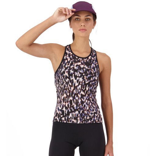 Produktbild von Mons Royale Bella Merino Tank Top Damen - rock leopard / black