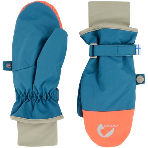 Picture of Finkid KIRJAVA SNOW Gloves Kids - orangeade/vetiver