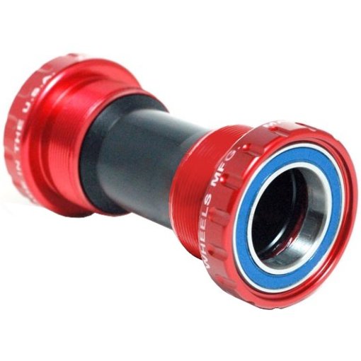 Douille à Pédalier Double Face Wheels Manufacturing - Rouge - 48.5mm & 44mm, 16 Encoches - Compatible Shimano, SRAM, Etc.