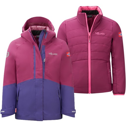 Immagine prodotto da Trollkids Giacca 3 in 1 Ragazza - Skanden - Bright Berry/Dark Purple/Light Magenta