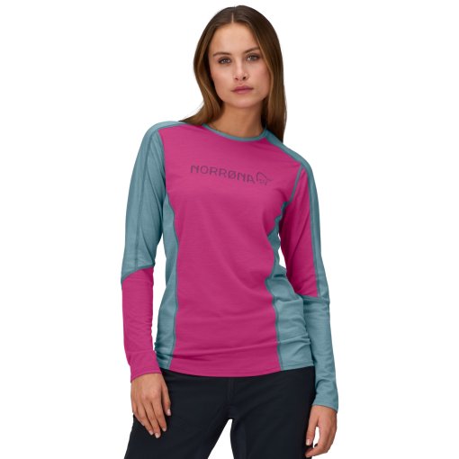 Foto de Norrona Camiseta de Manga Larga Mujer - falketind equaliser merino round Neck - Festival Fuchsia