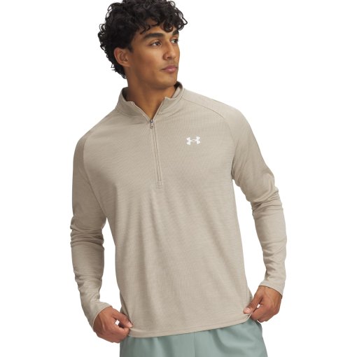 Picture of Under Armour UA Tech™ Textured 1/2 Zip Shirt Men - City Khaki/White