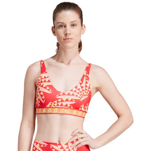 Produktbild von adidas x FARM Rio Sport-BH mit mittlerer Unterstützung Damen - Körbchengröße A-C - tomato/spring yellow IN3751