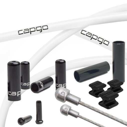 Immagine prodotto da capgo Kit di Cavo di Freno - Orange Line | Kevlar/PTFE | per Freno a Disco (meccanico) - Road (Shimano/SRAM) | bianco