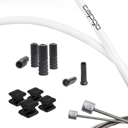 Immagine prodotto da capgo Kit di Cavo di Cambio - Blue Line | Double (2x) - MTB/Road (Shimano/SRAM) | bianco