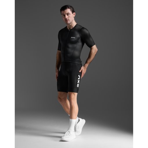 2XU Aero Hex Tri Sleeved Top Men - black/white | BIKE24
