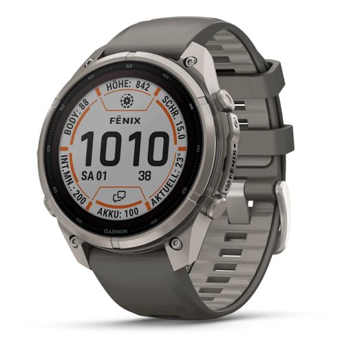 Picture of Garmin fenix 9 Pro inReach Solar GPS Smartwatch - 47mm - Pebble Grey/Silver Grey