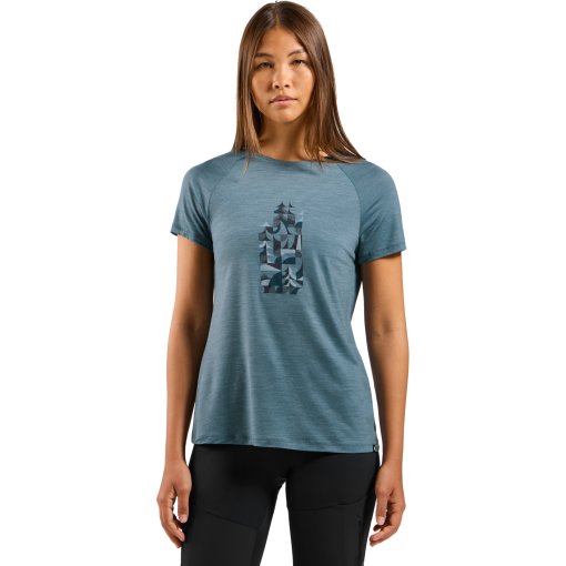 Foto de Odlo Camiseta Mujer - Merinomix 130 Print - provincial blue melange