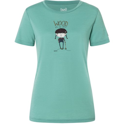 Photo produit de SUPER.NATURAL Wood Craftine T-shirt pour femmes - Lagoon Green/Various