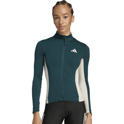 Foto de adidas Maillot Manga Larga CIclismo Mujer - Heritage Tempo 3-Stripes - aurora ivy melange/alumina JM5405