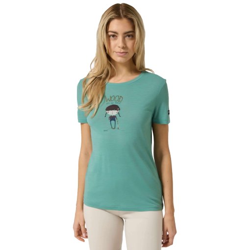 Produktbild von SUPER.NATURAL Wood Craftine T-Shirt Damen - Lagoon Green/Various