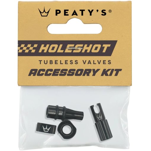 Produktbild von Peaty&#039;s Holeshot Fast Flow Tubeless Ventil Zubehör-Kit - schwarz