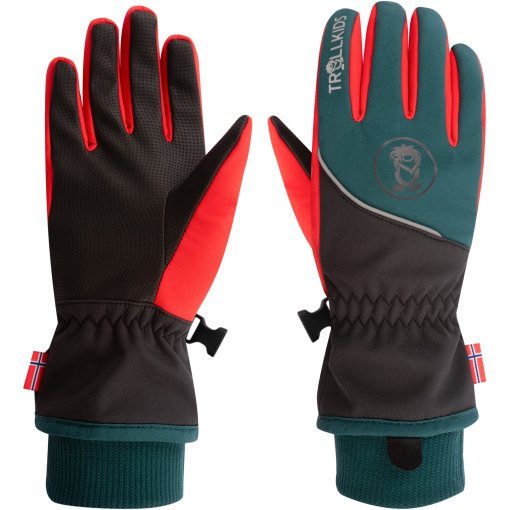 Image of Trollkids Trolltunga Gloves Kids - Chili Red/Midnight Petrol/Black
