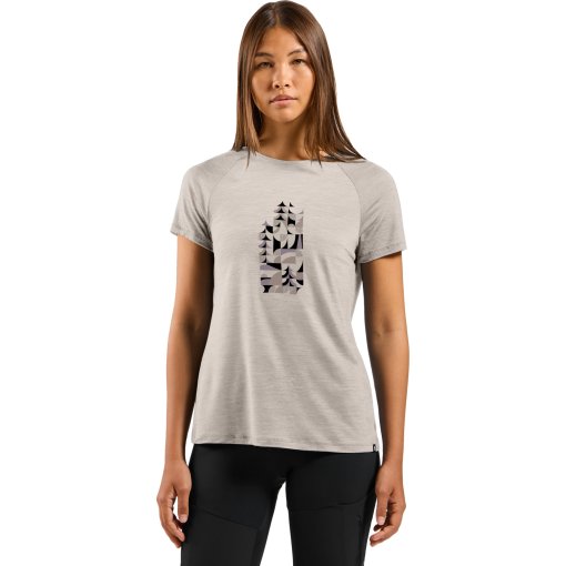 Photo produit de Odlo T-Shirt Femme - Merinomix 130 Print - silver cloud melange
