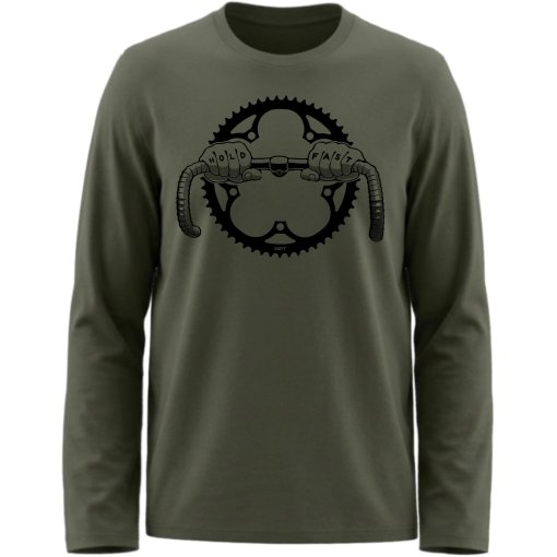 Photo produit de RTTshirts Hold Fast T-shirt manches longues pour hommes, thème cyclisme - khaki