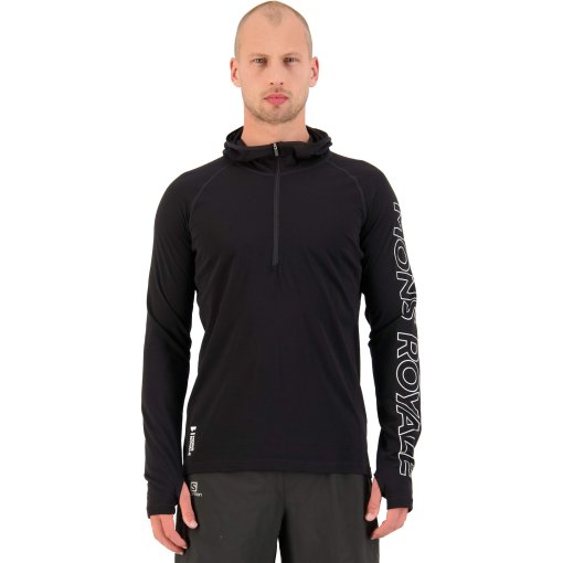 Photo produit de Mons Royale T-Shirt Manches Longues avec Capuche Homme - Temple Merino - noir