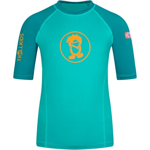 Foto de Trollkids Camiseta Protección Solar Niño - Kvalvika - Sea Green/Lagoon Green