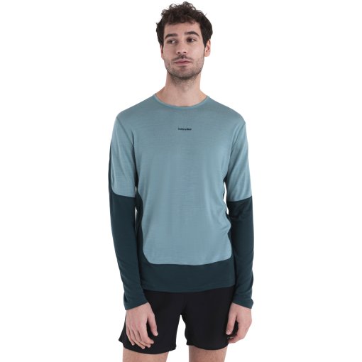 Photo produit de Icebreaker T-Shirt Manches Longues Homme - Merino 125 ZoneKnit™ Energy Wind - Fathom Green/Cloud Ray