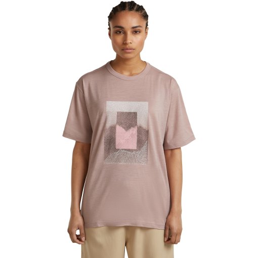 Productfoto van Icebreaker Merino 150 Tech Lite Relaxed Mountain Shift T-shirt dames - Pink Quartz