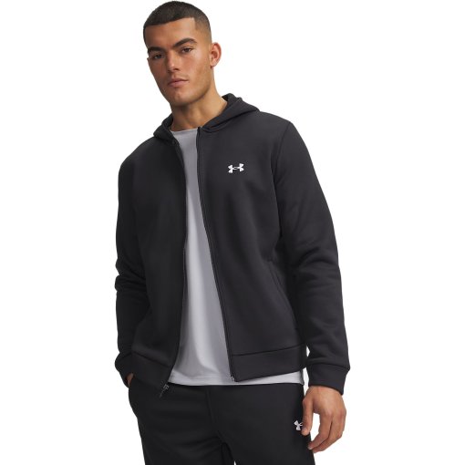 Zdjęcie: Under Armour Armour Fleece® Bluza z kapturem i zamkiem błyskawicznym na całej długości – dla mężczyzn - Black/White