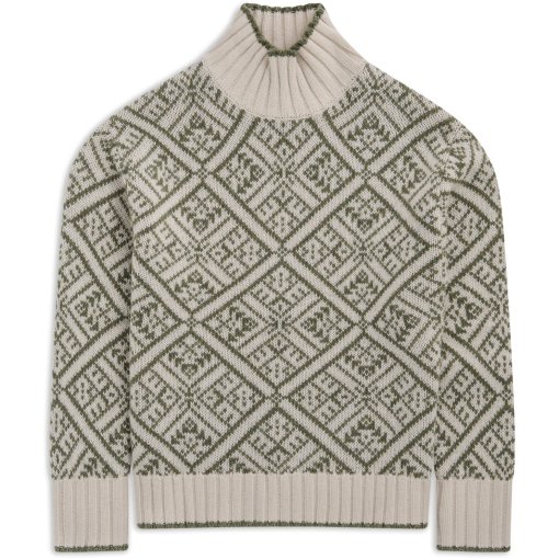 Picture of Bergans Vega Knitted Wool Jumper Women - creme/green mud