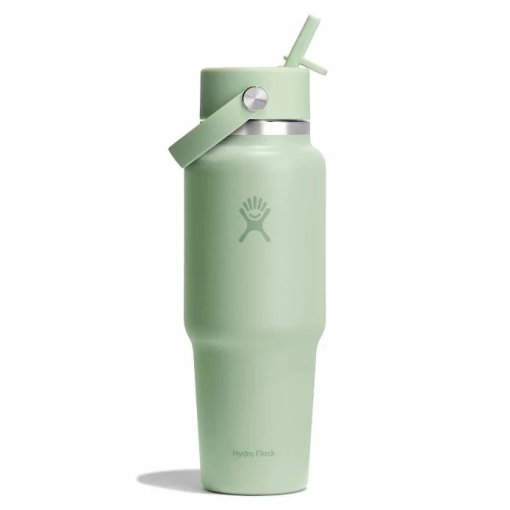 Foto de Hydro Flask 32oz Bidón Térmico - Wide Mouth Travel + Tapa Flex Straw - 946ml - Aloe