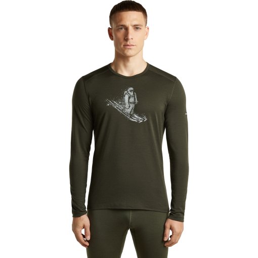 Picture of Icebreaker Merino 200 Oasis Long Sleeve Crewe Thermal Top Skiing Yeti Men - Dk Loden