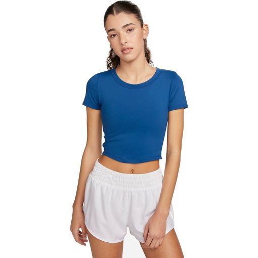 Produktbild von Nike One Fitted Dri-FIT Cropped Kurzarmshirt Damen - court blue/black FN2804-476