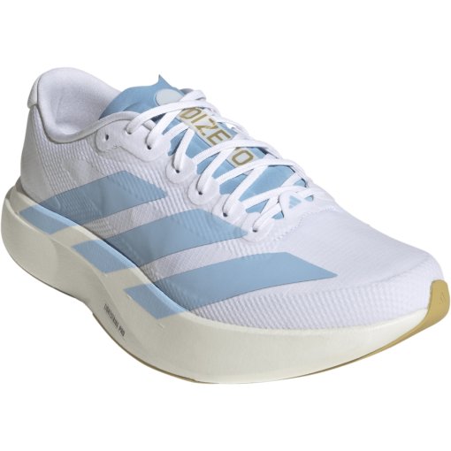 Productfoto van adidas Adizero EVO SL Woven Hardloopschoenen Heren - cloud white/clear blue/matte gold JQ4527