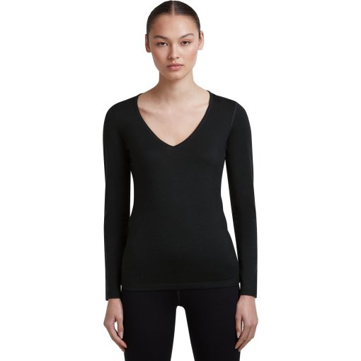 Photo produit de Icebreaker Merino 200 Oasis Haut thermique à manches longues et col en V pour femme - Black