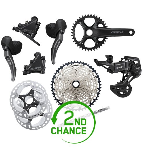 Photo produit de Shimano Groupe de transmission GRX 820/610 - 1x12 vitesses | CS-HG710 | Flatmount - cage moyenne | 10 à 45 dents | 172,5mm - Second Choix