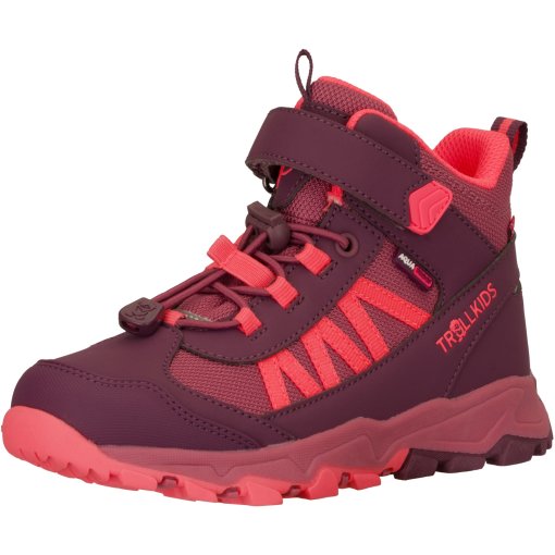 Image of Trollkids Tronfjell Hiker Mid Shoes Kids - Deep Ruby/Frozen Berry/Pink Salmon