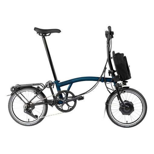Immagine prodotto da Brompton Bici Pieghevole Elettrica 16&quot; - Electric C Line - 12-Speed - Mid Bar - Extended Seatpost - Rear Rack - 2025 - ocean blue