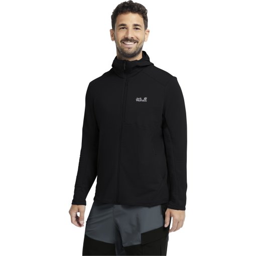 Photo produit de Jack Wolfskin Litestride Full Zip Veste à capuche pour hommes - black