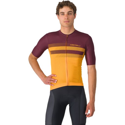 Foto de Castelli Maillot de Manga Corta Hombre - Simbolo - vivid orange/deep bordeaux 863