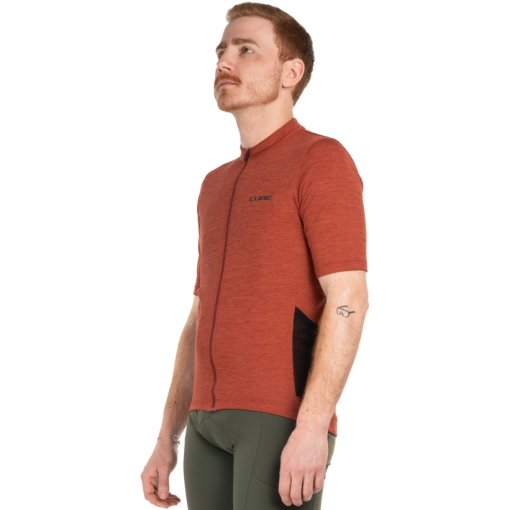 Foto de CUBE Maillot de Manga Corta Hombre - Gravel Full Zip Cargo - rojo