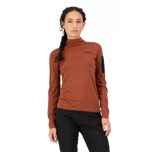 Foto de Mons Royale Maillot de Manga Larga Mujer - Diversion Merino Mock Neck - sienna